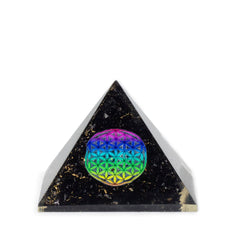 Small Organite Pryamids 5.5x4.5cm - Flower of Life - Black Tormaline Chips product image