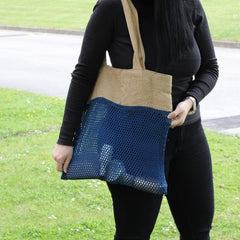 Pure Soft Jute and Cotton Mesh Bag - Denim product image 2