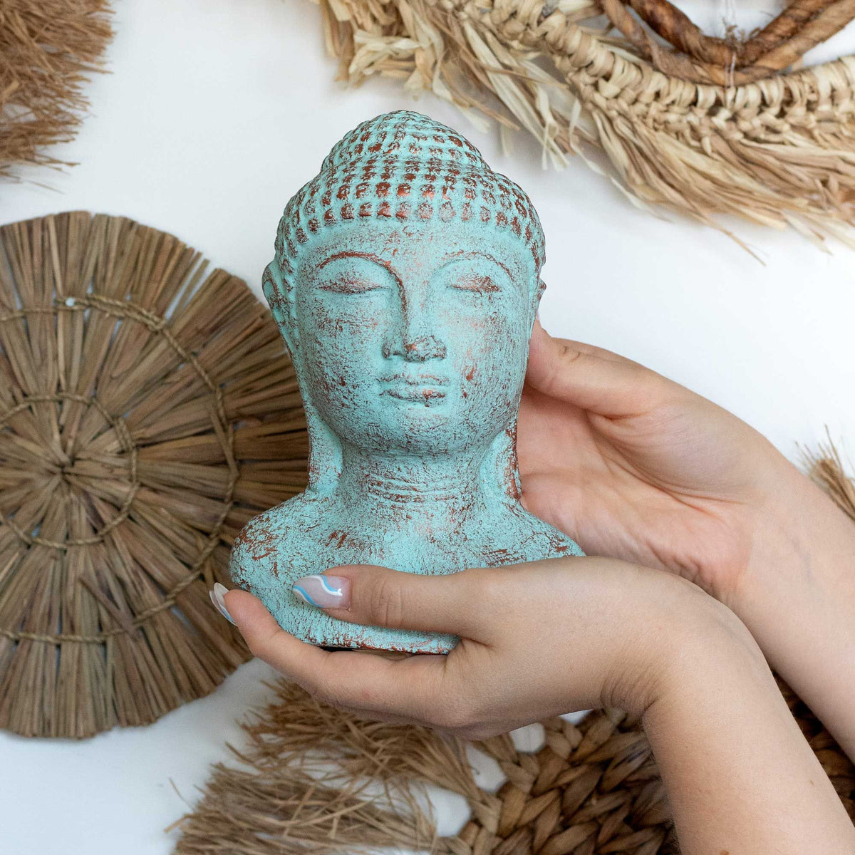 Tranquility Buddha Head - Green Copper product image 5