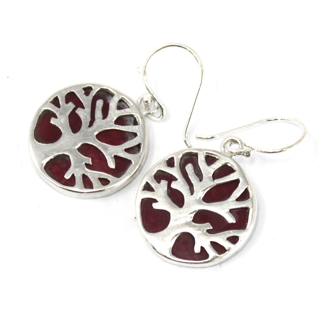 Tree of Life Silver Earrings 15mm - Coral Effect product image