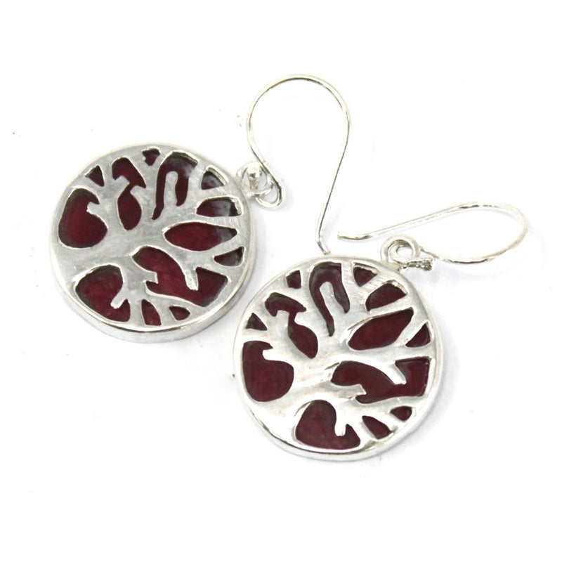 Tree of Life Silver Earrings 15mm - Coral Effect product image