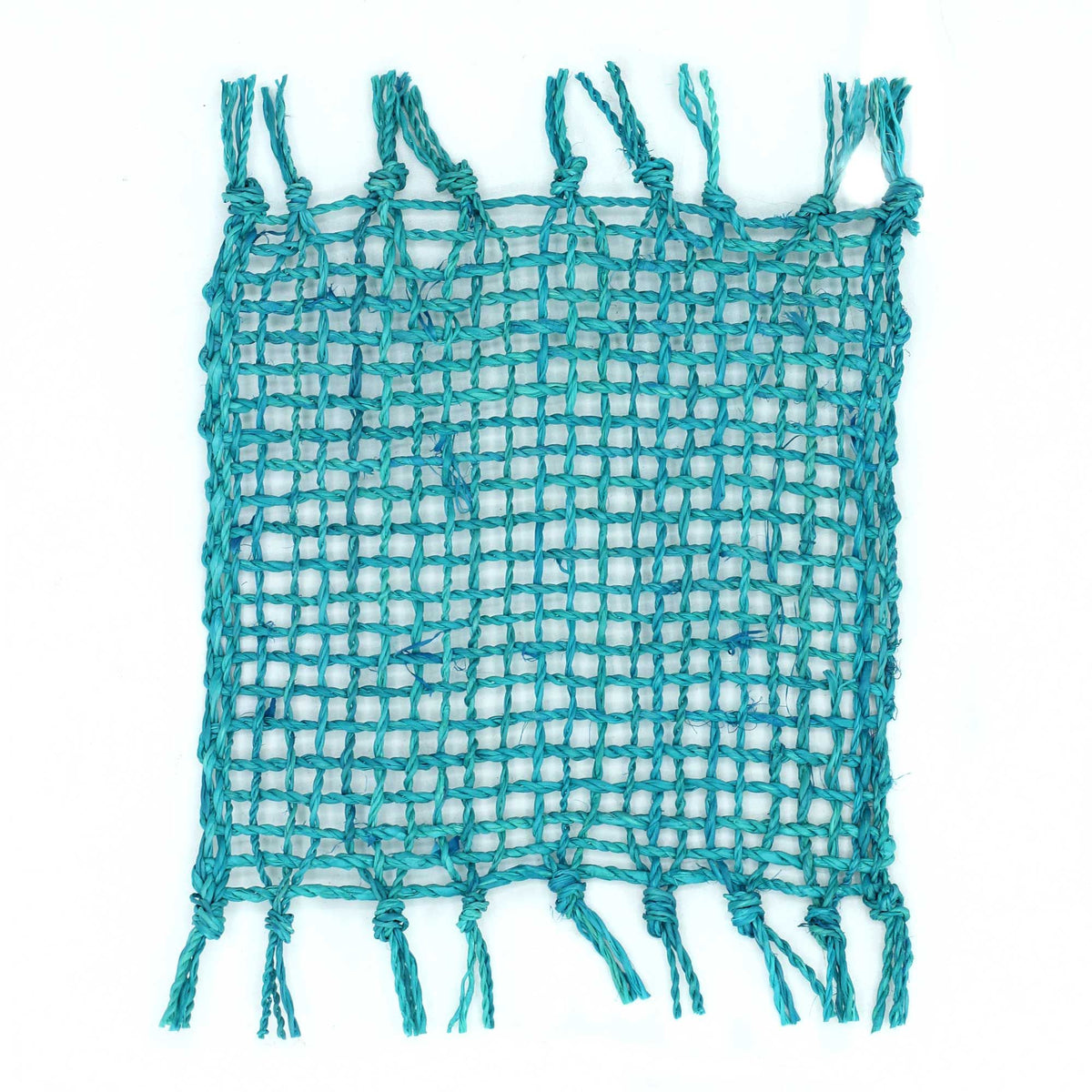 Set of 4 Seagrass Fringe Natural Coasters - Turquoise product image
