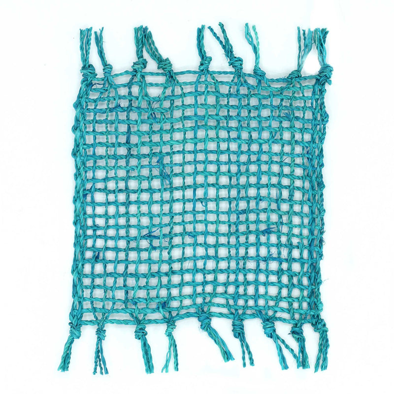 Set of 4 Seagrass Fringe Natural Coasters - Turquoise product image