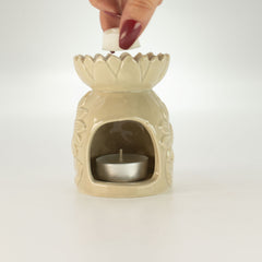 Ceramic Sunflower Oil Burner - Pastel Beige product image 4