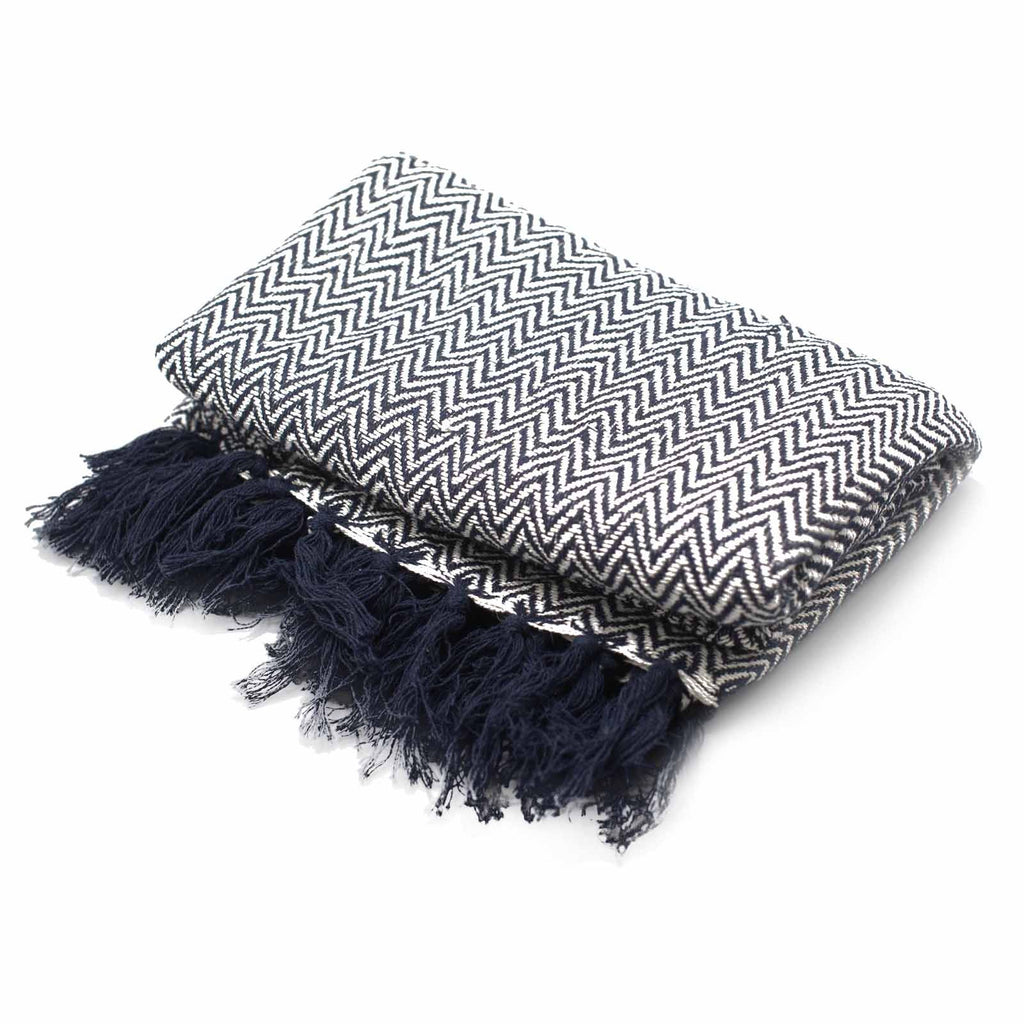 Boho Comfort Throws - Navy Zigzag product image 3