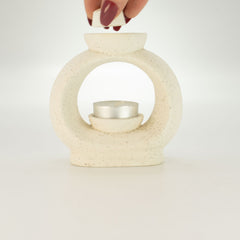 Ceramic Zen Oil Burner - Large Oval Pebble - Speckled Off-White product image 5