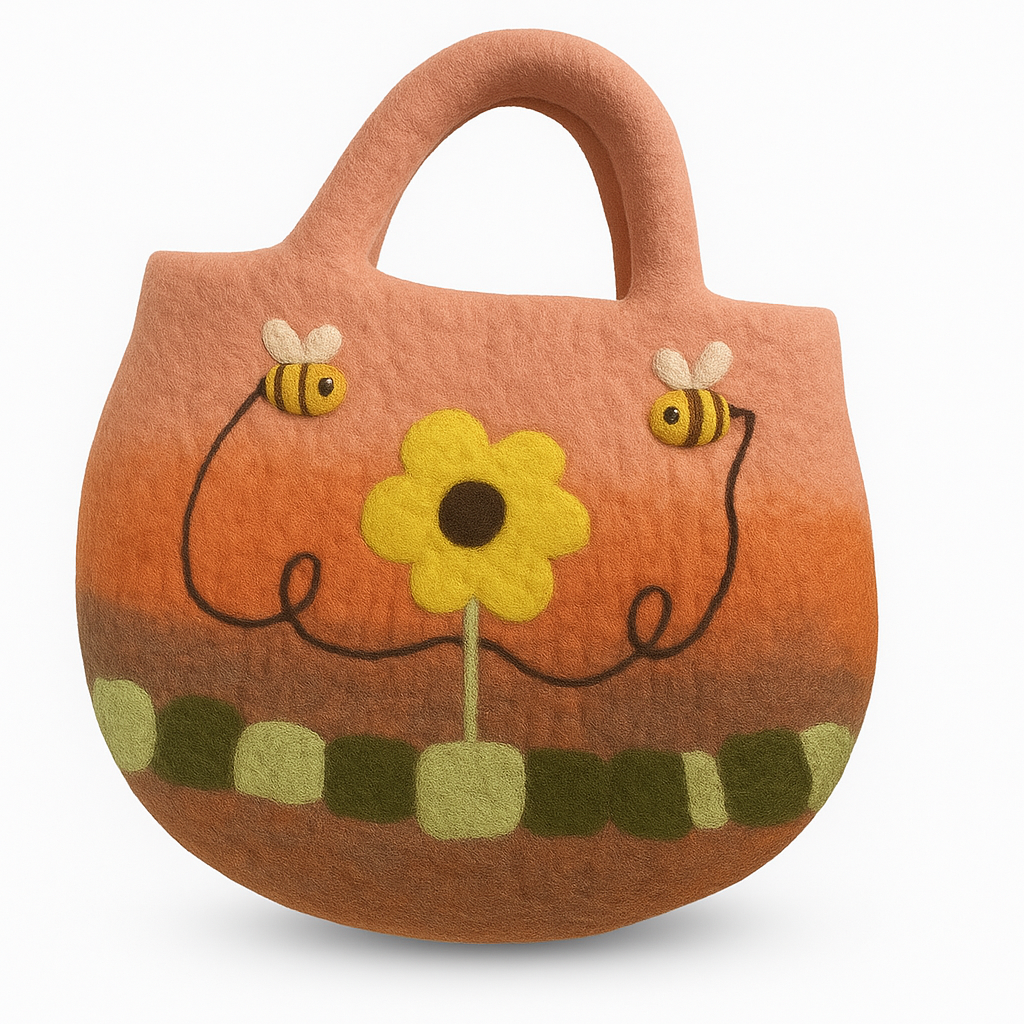 Sun Flower & Bees Felted Bag product image