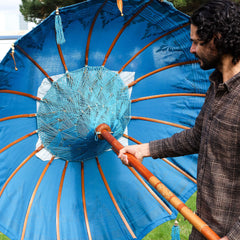 Bali Patio Parasol - Cotton - Turquoise Decor - 1.5m product image 2