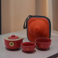 Money Cat Teapot Set - Two Cups - Travel Pack - Red product image 4