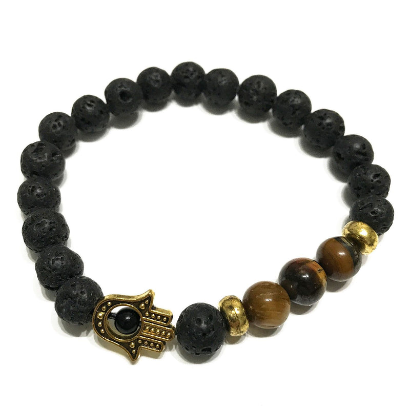 Lava Stone Bracelet - Hamsa Tiger-eye product image