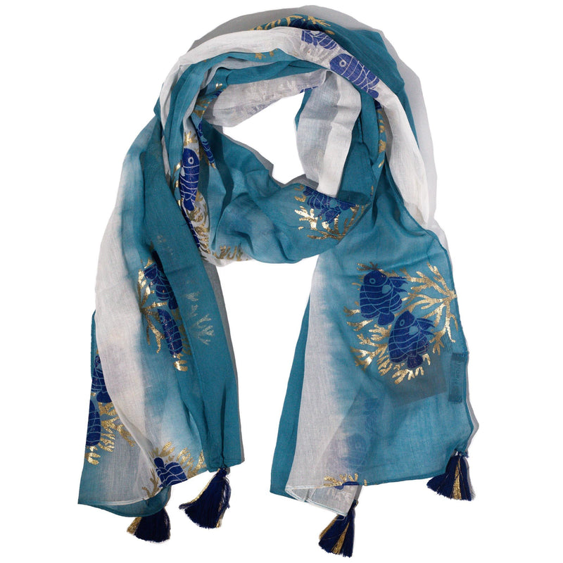Nomad Sari Aqua Fish Scarf – Sea Blue (180x50cm) product image
