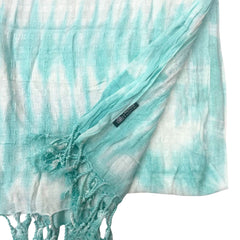 Boho Java Art Stole/Scarf - Teal Stripes & Motiff - 62x200cm product image 6