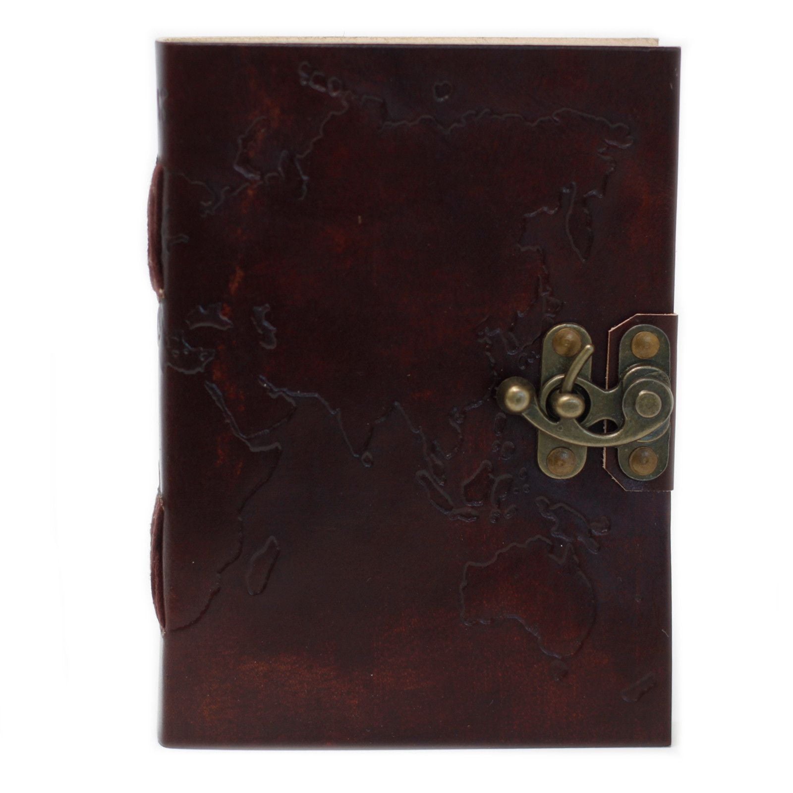 Leather World Map & Stitching Notebook (7x5") product image