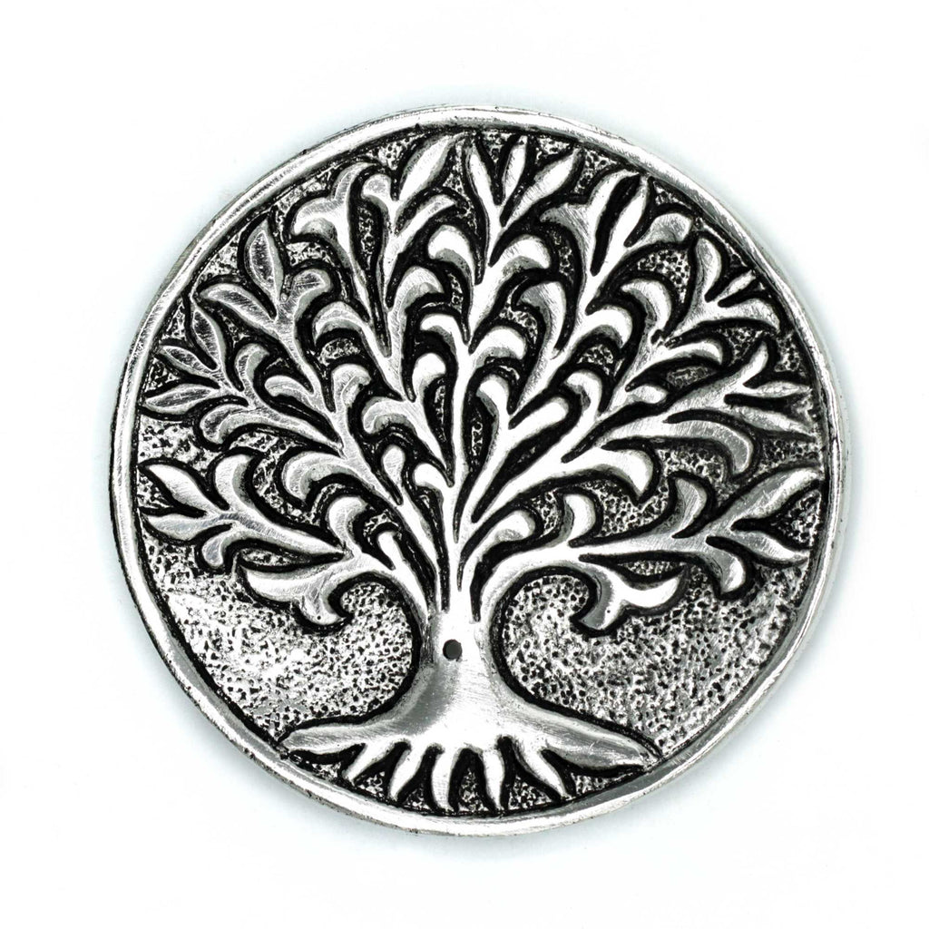 Polished Aluminium Tree of Life Incense Holder 10cm product image
