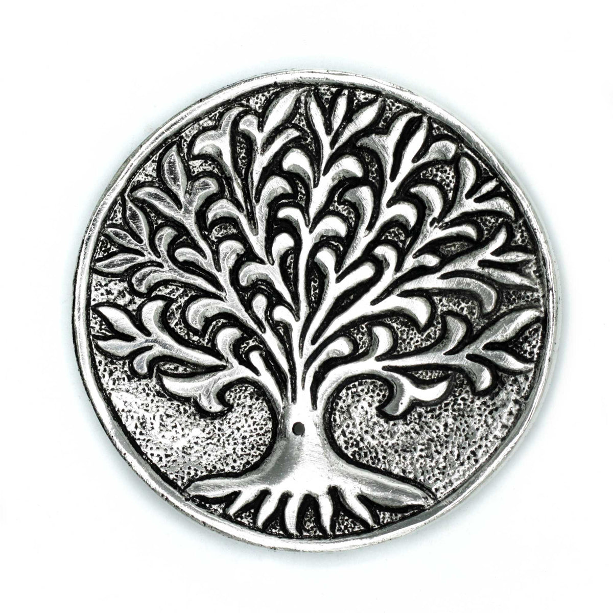 Polished Aluminium Tree of Life Incense Holder 10cm product image