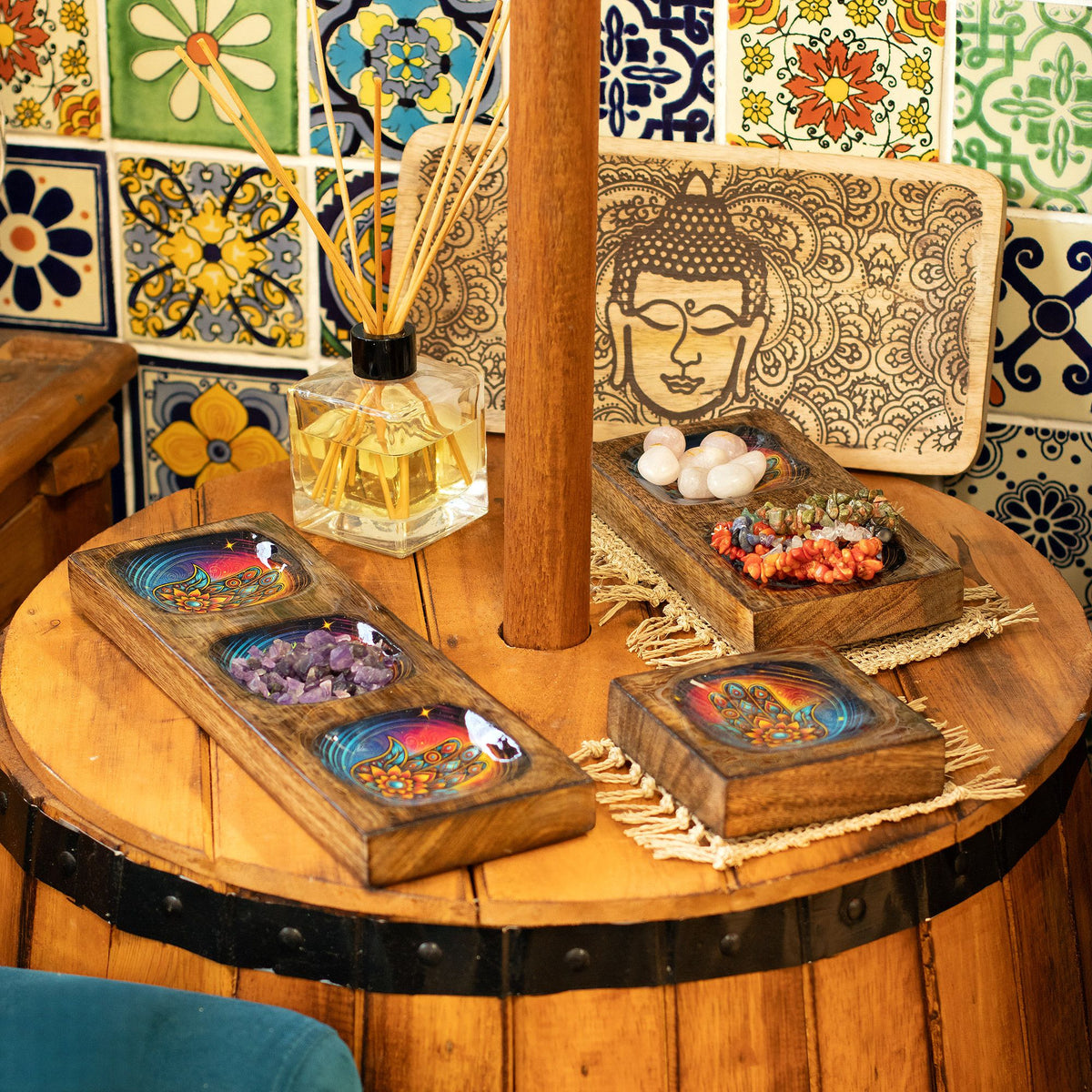 Med Enamelled Mango Tray Set - Hamsa product image 4