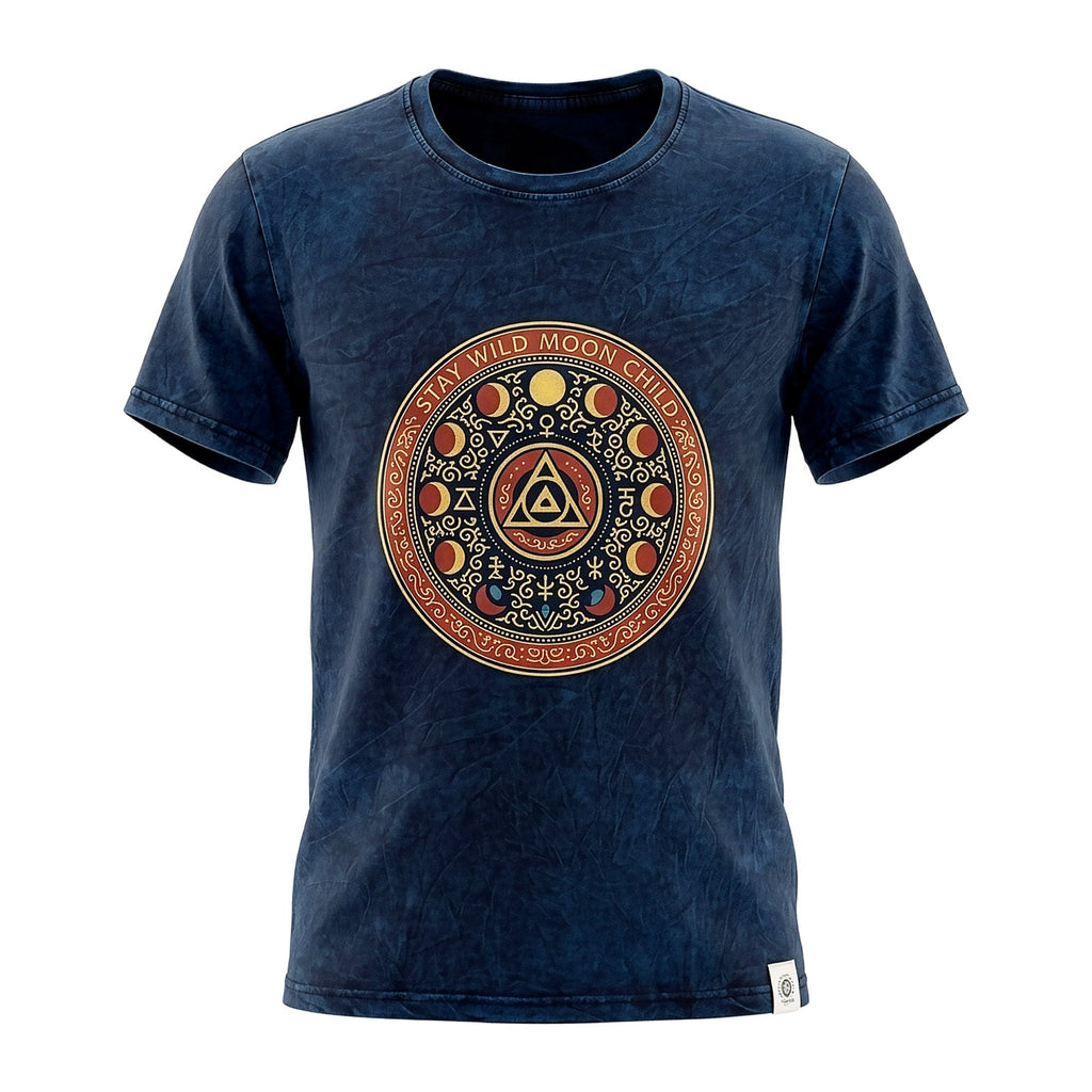 Nomad Sari Stonewashed Cotton T-Shirt - Stay Wild Moon Child - Blue - Medium product image 4