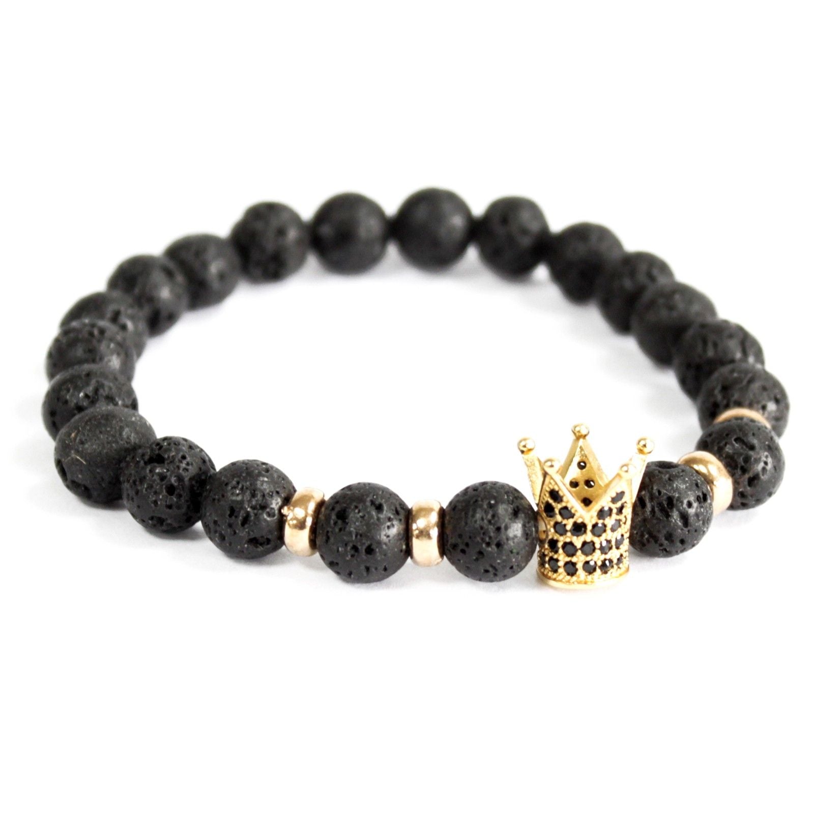 Gold Crown / Lava Stone - Gemstone Bracelet product image