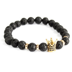Gold Crown / Lava Stone - Gemstone Bracelet product image