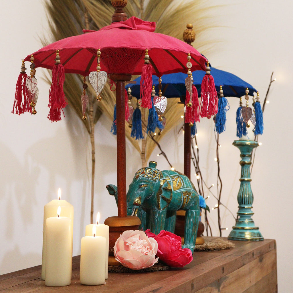 Bali Home Decor Parasol - Cotton - Turquoise- 40cm product image 2