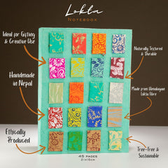 Lokta Mini Tiles Notebook – Large (21x15cm) – 45 Leaves – Includes Bookmark – Teal product image 5