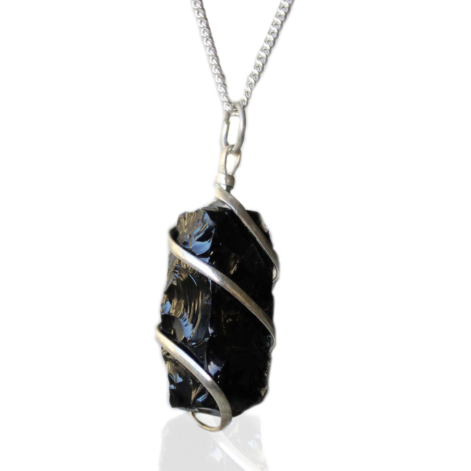 Cascade Wrapped Gemstone Necklace - Rough Black Onyx product image