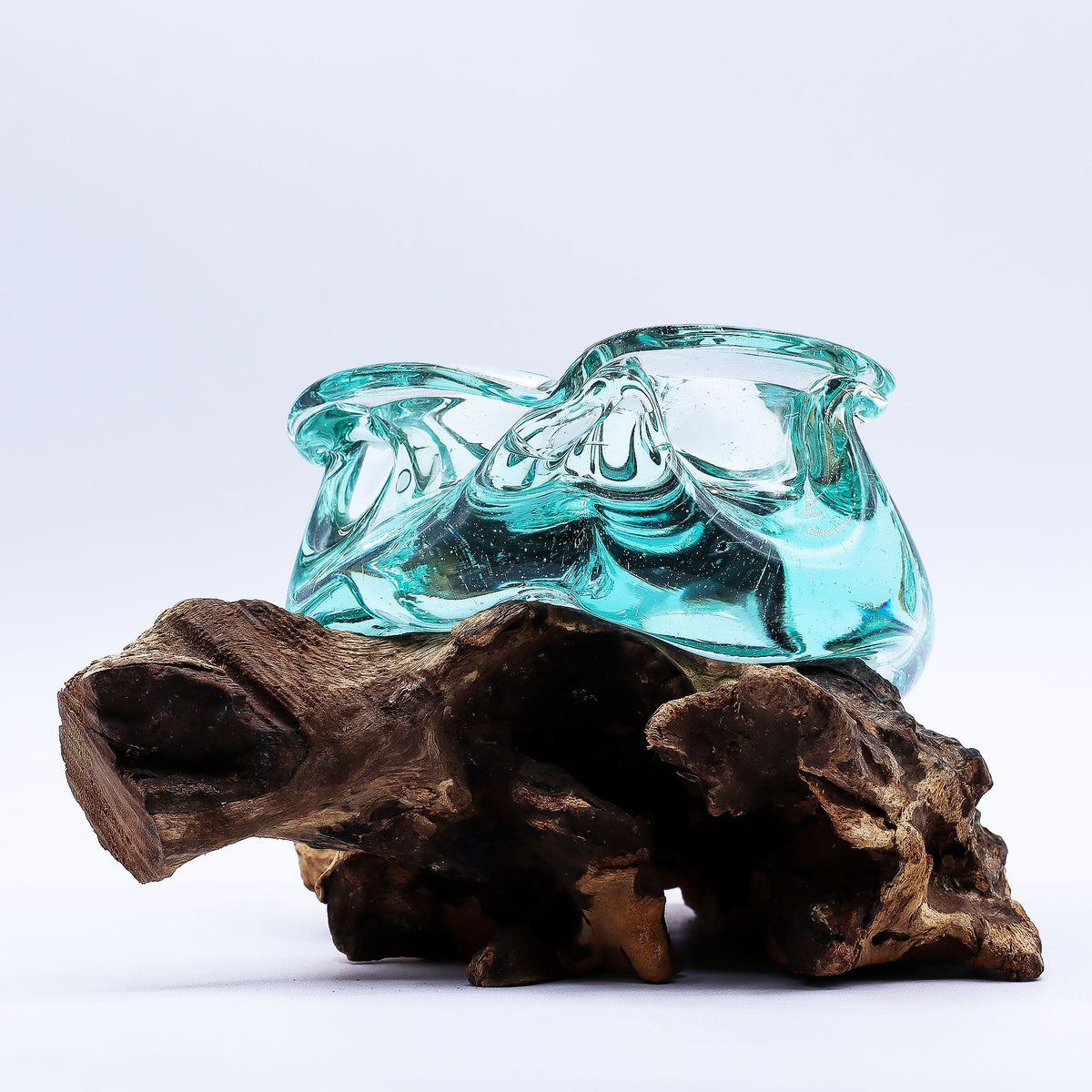 Molten Glass Chunky Ashtray / Candle Holder on Wood 23cm product image 3