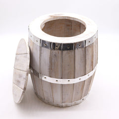 Beer Barrel Stool – Whitewash Wood 38 x 32 cm product image 2