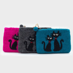 Natural Felt Zipper Pouch (asst) - Two Cats product image 3