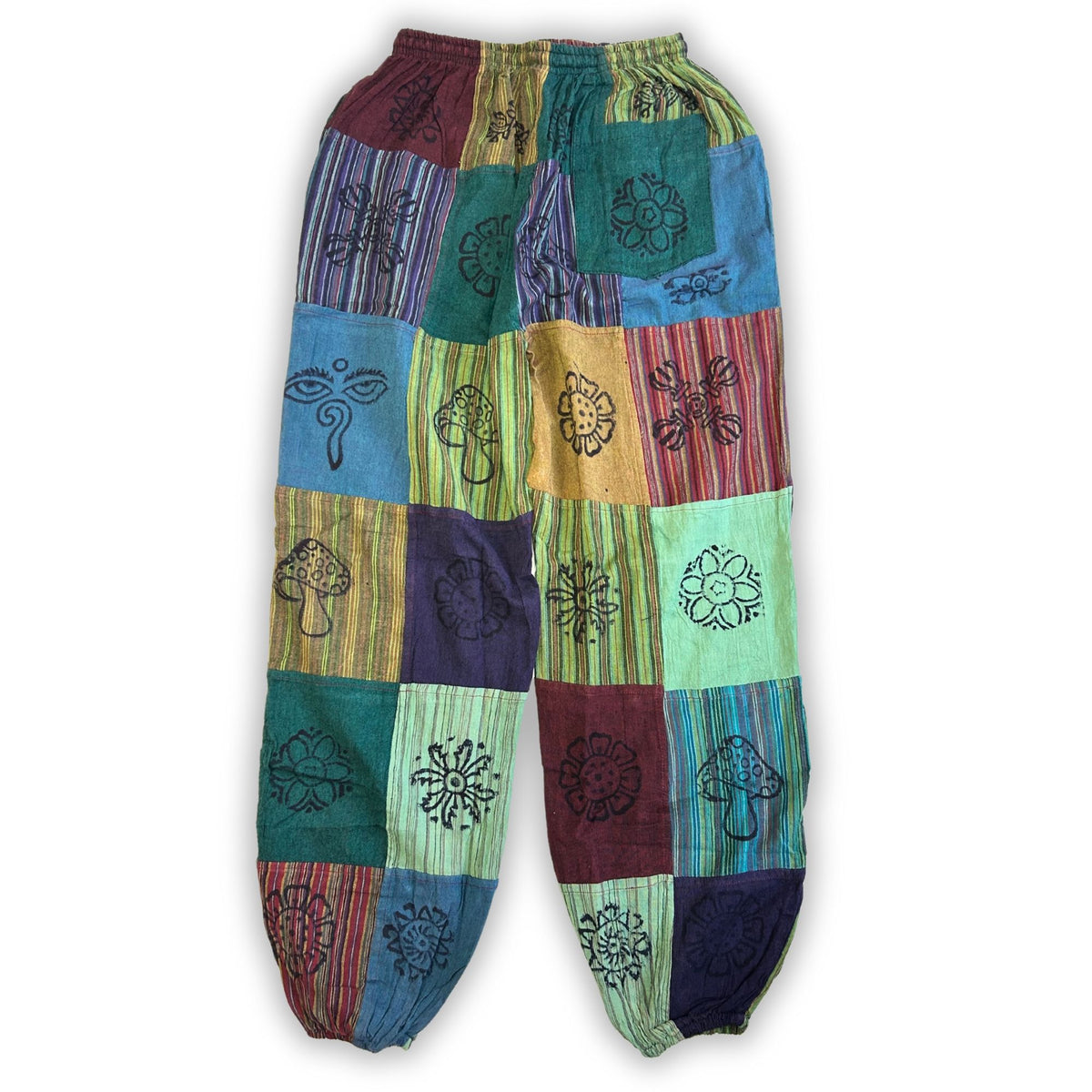 Nomad Sari - Mushroom Pants - Block Print Designs - Green Tones L/XL product image 2