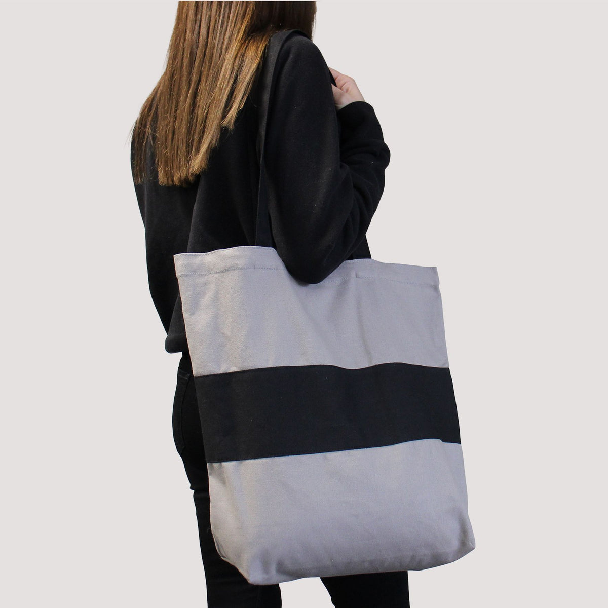 Two Tone Cotton Bag - 38x42x12cm - Green & Black - 10oz product image 2