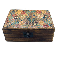 Medium Ceramic Glazed Wood Box - 15x10x6cm - Trad-Pattern product image