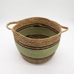 Cotton & Seagrass Large Baskets - Natural Black & Green- Set of 3 product image 2