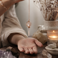 Stellar Gateway - Two Piece Spinning Merkaba Star in Copper Pendulum - Clear Quartz product image 3
