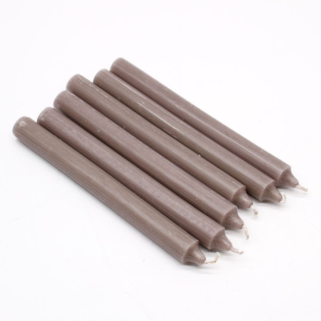 Solid Colour Dinner Candles - Rustic Taupe - Pack of 5 product image 3