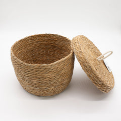 Seagrass & Cotton Round Baskets with Lids - Natural - Set of 3 product image 3