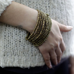 Multi-Bead Bangle Wooden Clasp - Assorted Gold/Bronze product image 2