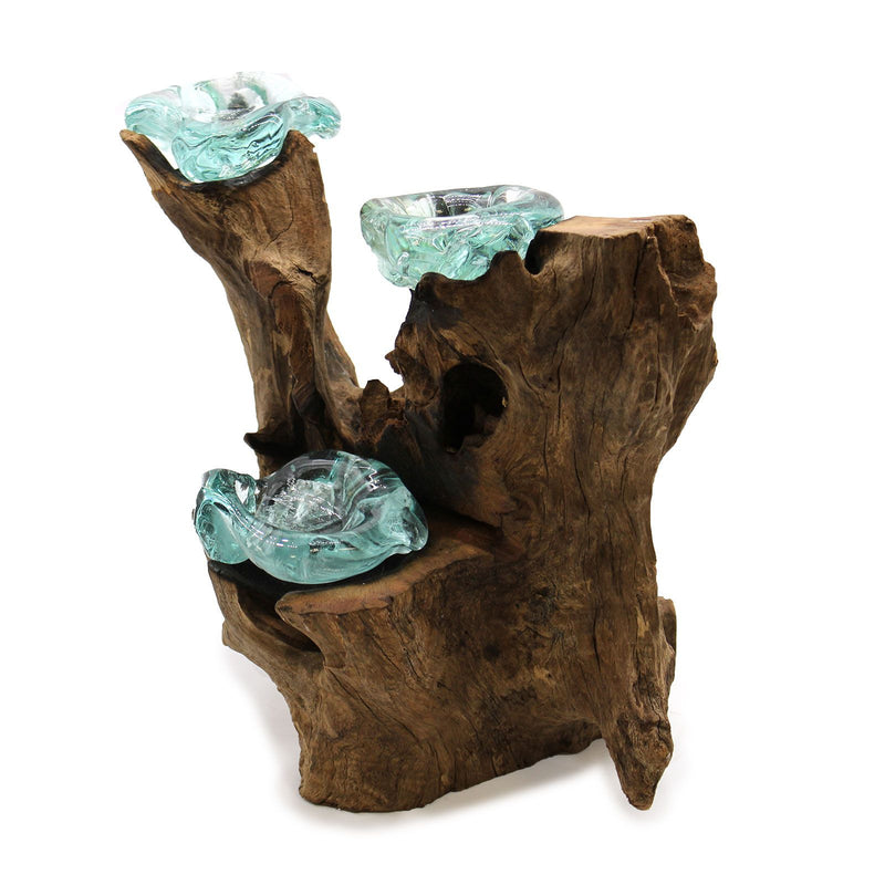 Molton Glass Triple Candle Holder on Wood product image