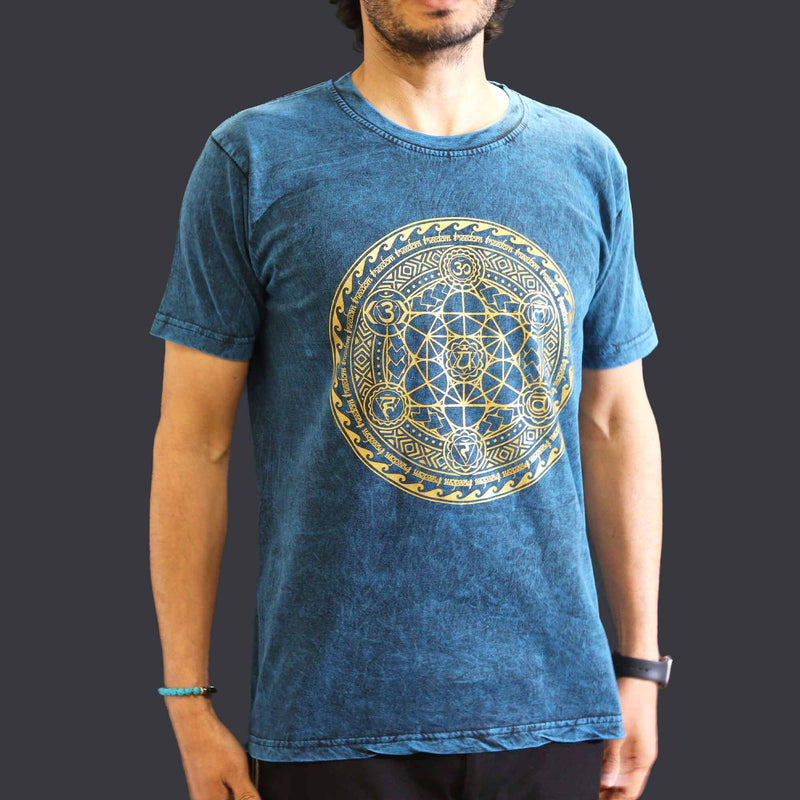 Nomad Sari Stonewashed Cotton T-Shirt – Chakra – Blue – Medium product image