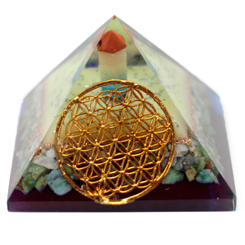 Lrg Organite Pyramid 80mm - Flower of life symbol product image