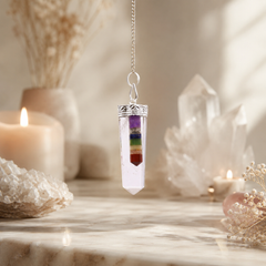 Crystal - 7 Chakra Bounded Thin Point Flat Pendant product image 4