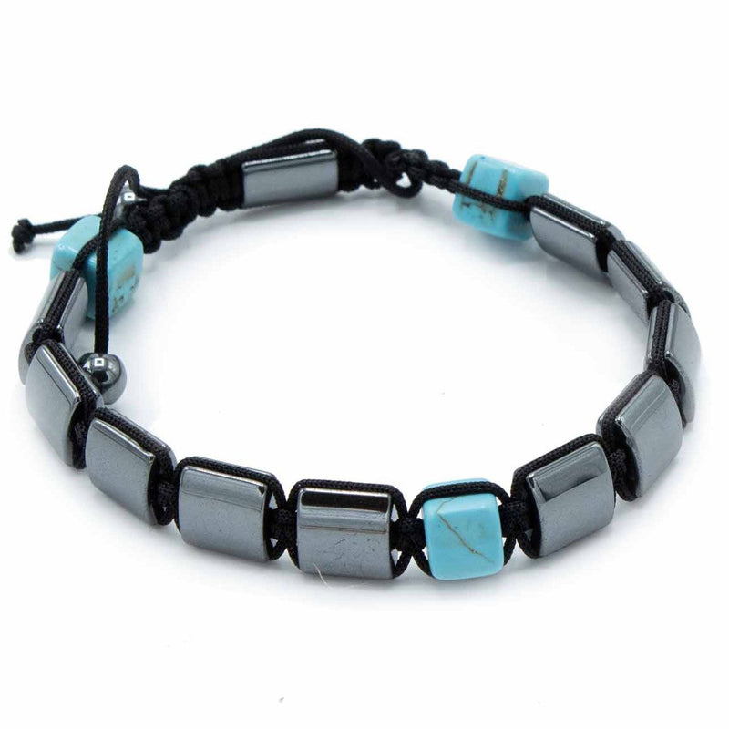 Magnetic Hematite Shamballa Bracelet - Turqoise Cuboids product image