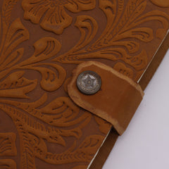 Leather Embossed Notebook – Tan Floral Pattern – 17.8×12.7 cm product image 7