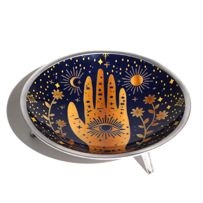 Triple Leg Enamelled Offering Plate - Hamsa Midnight Blue product image