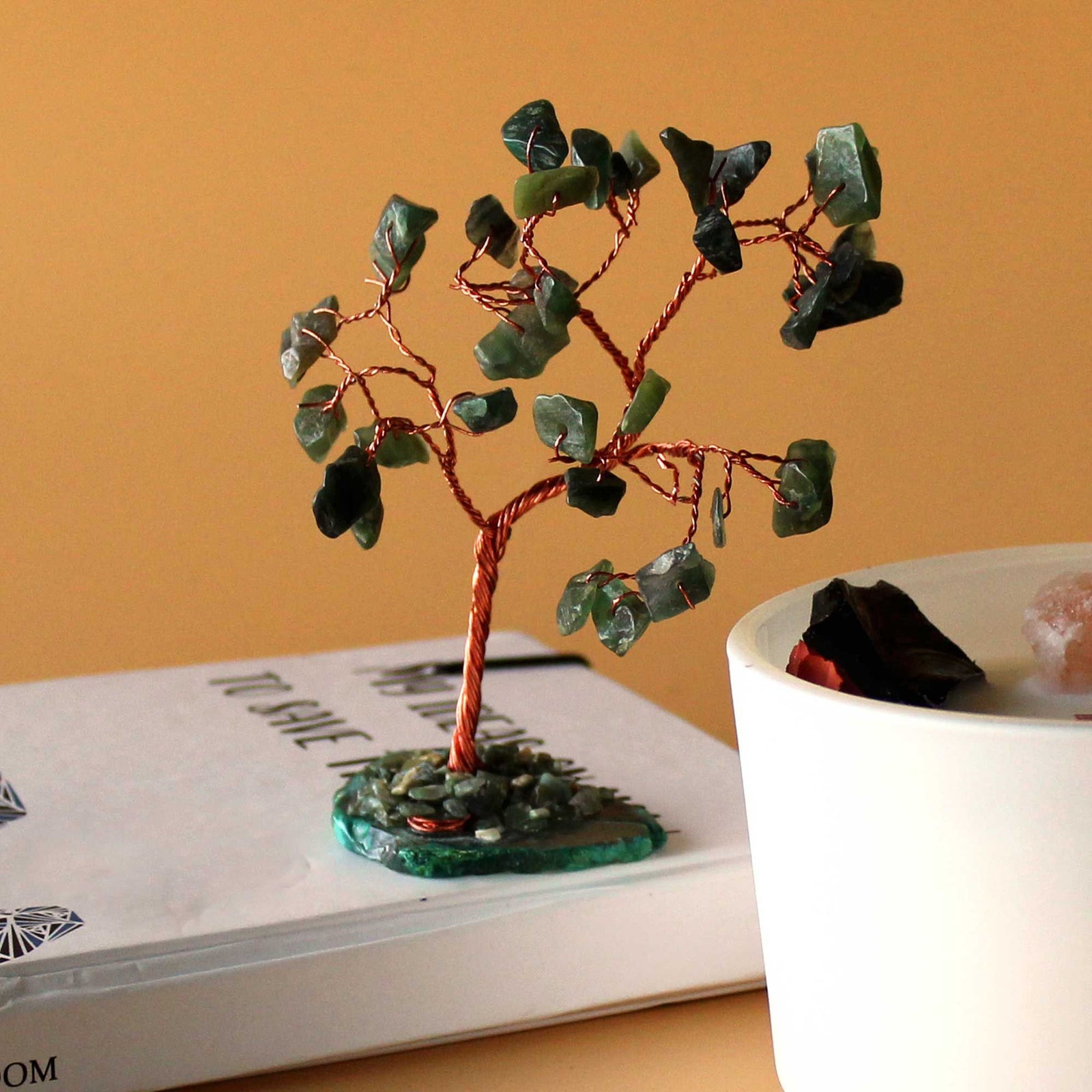 Gemstone Tree - Green Aventurine on Green Agate Base (35 stones) product image