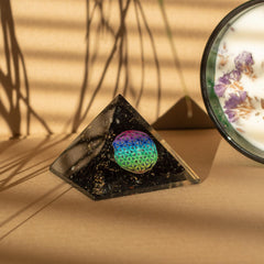 Small Organite Pryamids 5.5x4.5cm - Flower of Life - Black Tormaline Chips product image 3