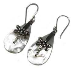 Shell & Silver Earrings - Dragonflies - MOP product image 3