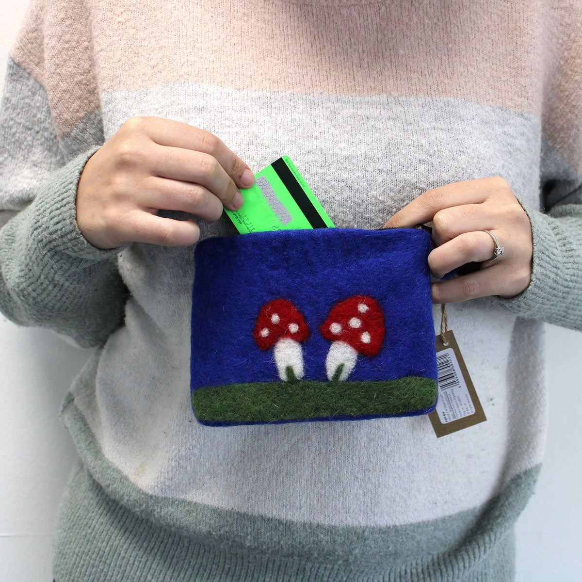 Natural Felt Zipper Pouch (asst) - Mystic Mushrooms product image 5