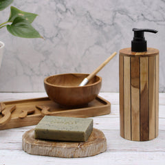 Natural Teakwood Soap Dispenser - Round product image 4