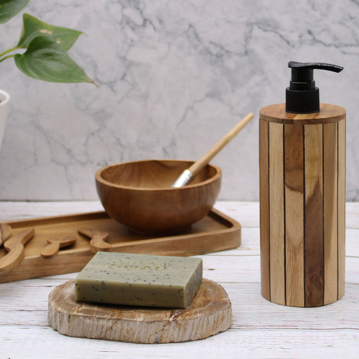 Natural Teakwood Soap Dispenser - Round product image 4